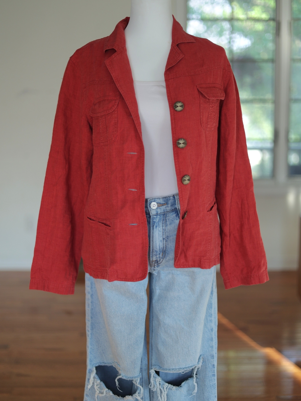 J. Jill 100% Linen Button Front Shacket